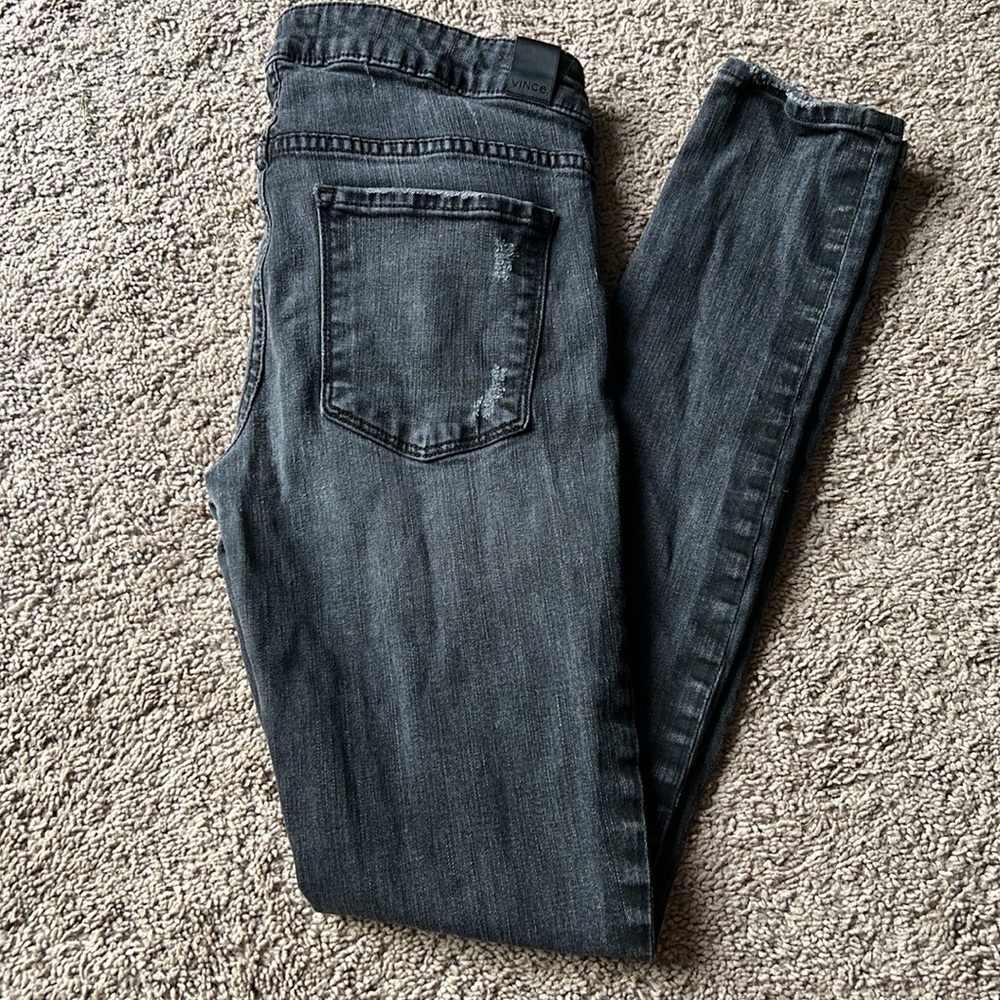VINCE Dylan Skinny Destructed black jeans
